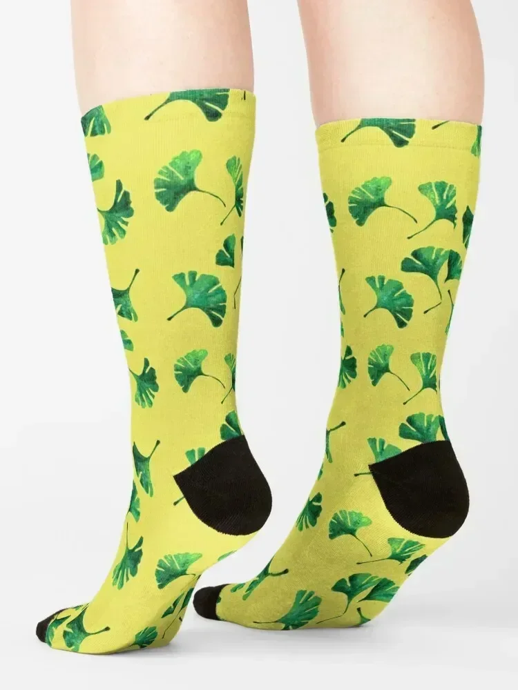 Ginkgo Leaves Socks crazy men cotton high quality halloween Rugby Socks Female Men's retro cartoon gym Socks Men's Women's