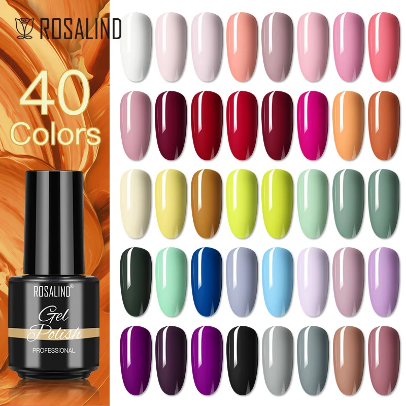 ROSALIND Colorful Gel UV Nail Polish Hybrid Varnishes Semi Permanent Soak Off Base Top Coat Nail Art Gel Polishes 100+ Colors