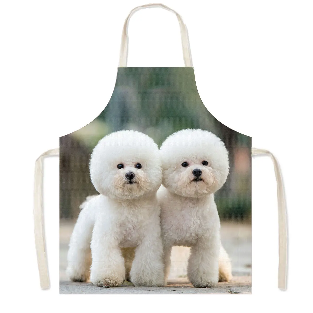 Cute Dog Chihuahua Mom Print Kitchen Apron Bichon Frise Dog Women Home Cleaning Clothing Chef Cooking Pinafore Gift