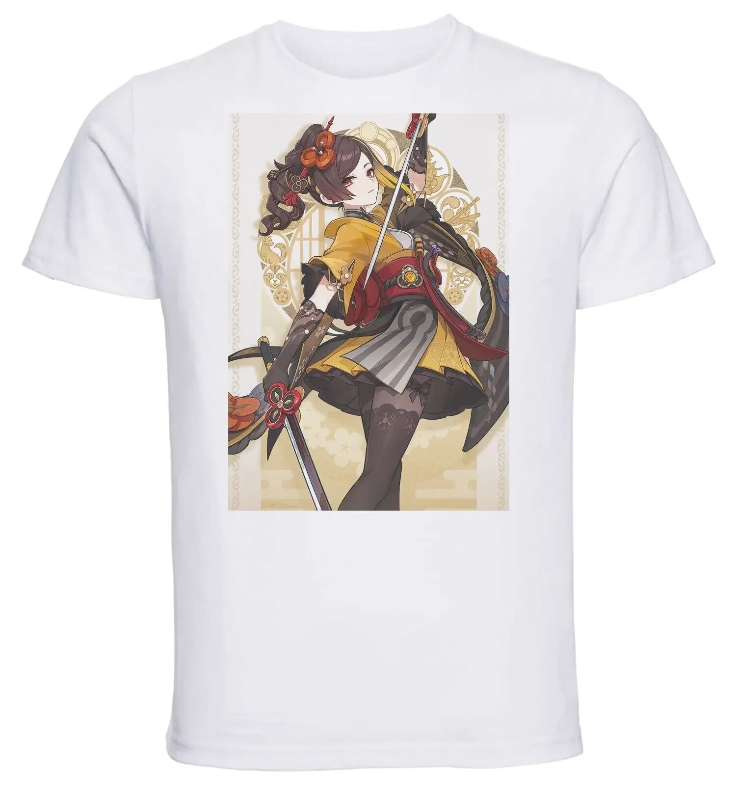 Unisex White Video Game T-Shirt - Genshin Impact - Chiori-