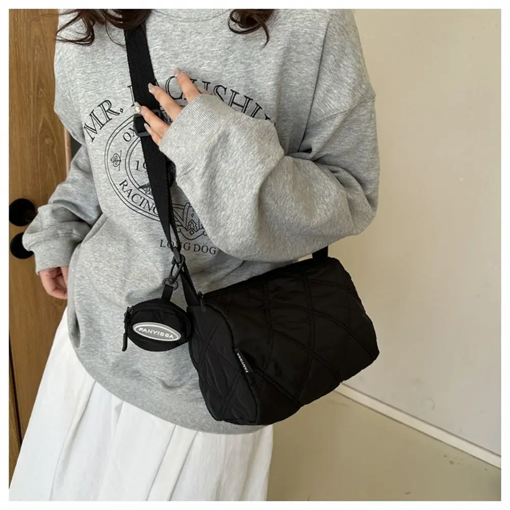 Women Fashion Quilted Shoulder Bags Down Cotton Padded Handbags Puffy Messenger Bag Casual Solid Color Commute Bags Shopping Bag