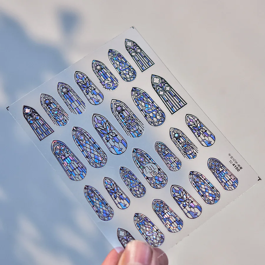 1 قطعة 5D الزجاج جزء مسمار ملصق جودة عالية الزجاج الملون نافذة مصبغة تصميم بريق فن الديكور تصميم مسمار ملصقا