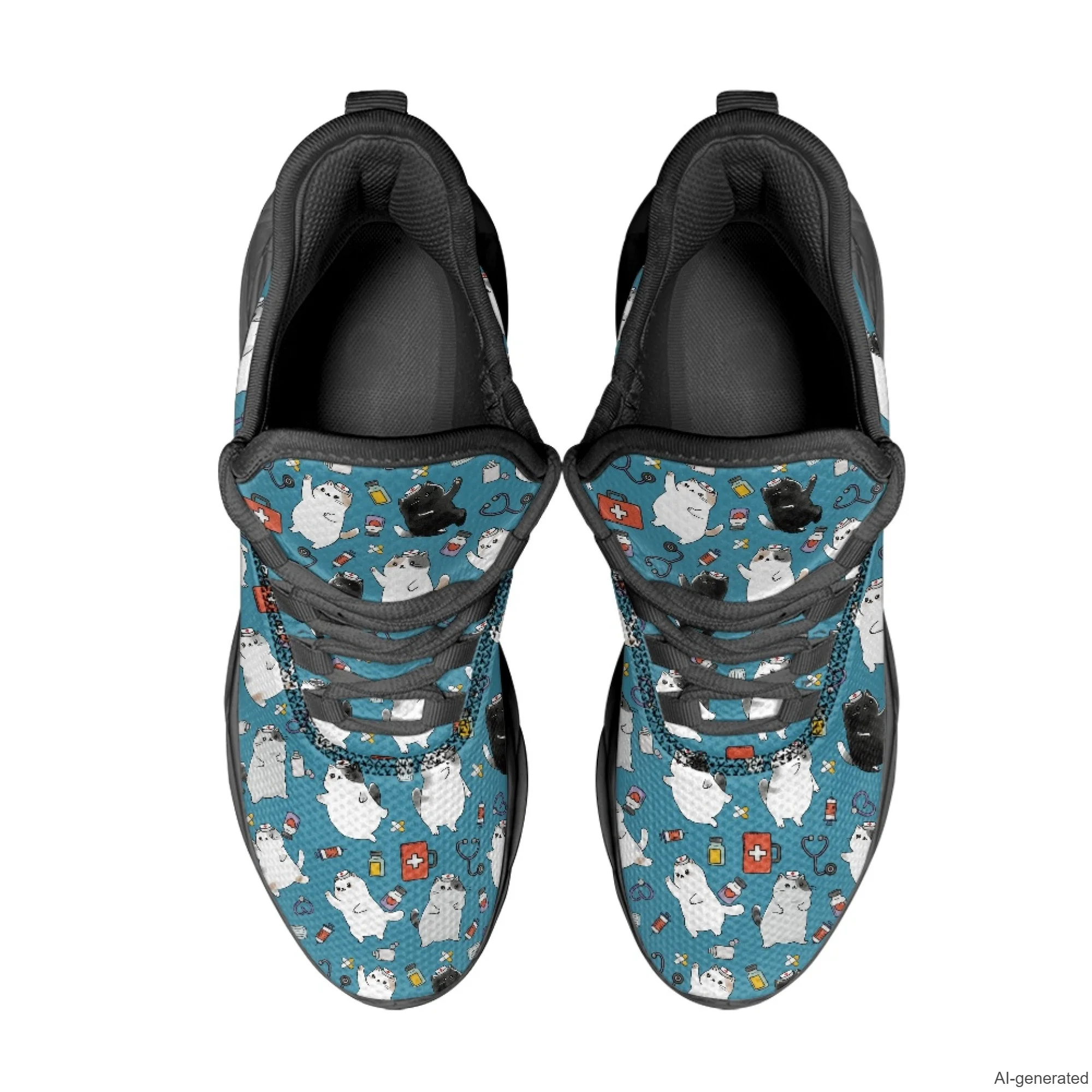XIXIRIMIDO Max Soul Shoes Cartoon Cat Medical Pattern Print Running Shoes for Men Casual Fashion Women Snakers Walking Shoes