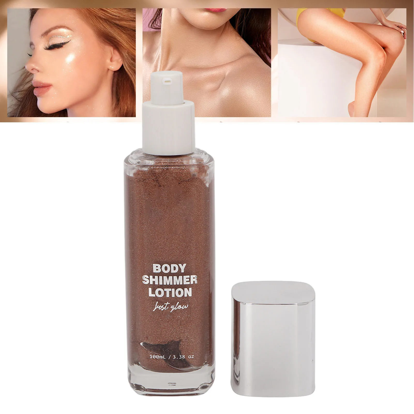 Body Face Highlighter Oil Moisturizing Glowing Skin Quick Dry Reflection Polishing Glitter Shimmering Oil 100ml Bronze