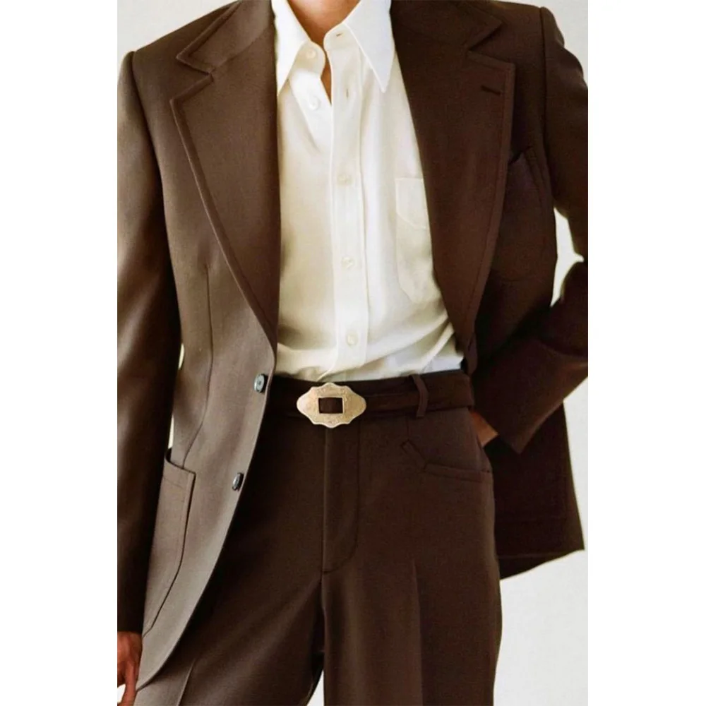 

Men Two Piece Suit Single Breasted Casual Fashion Slim Fit Tapered Pants Comfortable Elegant Business Suit Formal Blazer Trouser