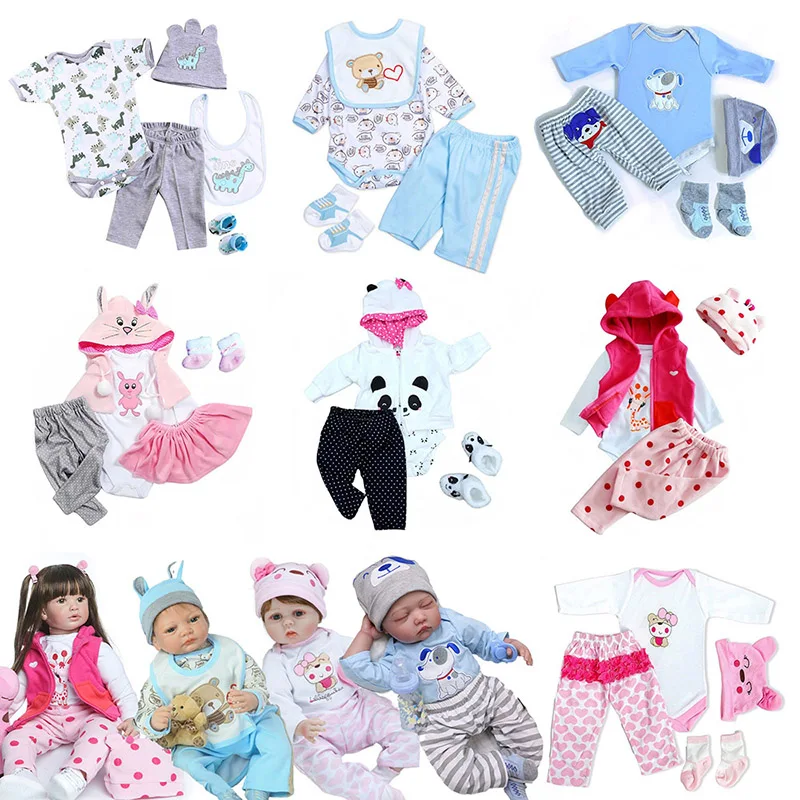 Vestiti per bambole rinate Vestito per abbigliamento per bambina per bambole da 50-55 cm Kit di accessori per giocattoli per bambole realistiche per neonati da 0 a 3 mesi