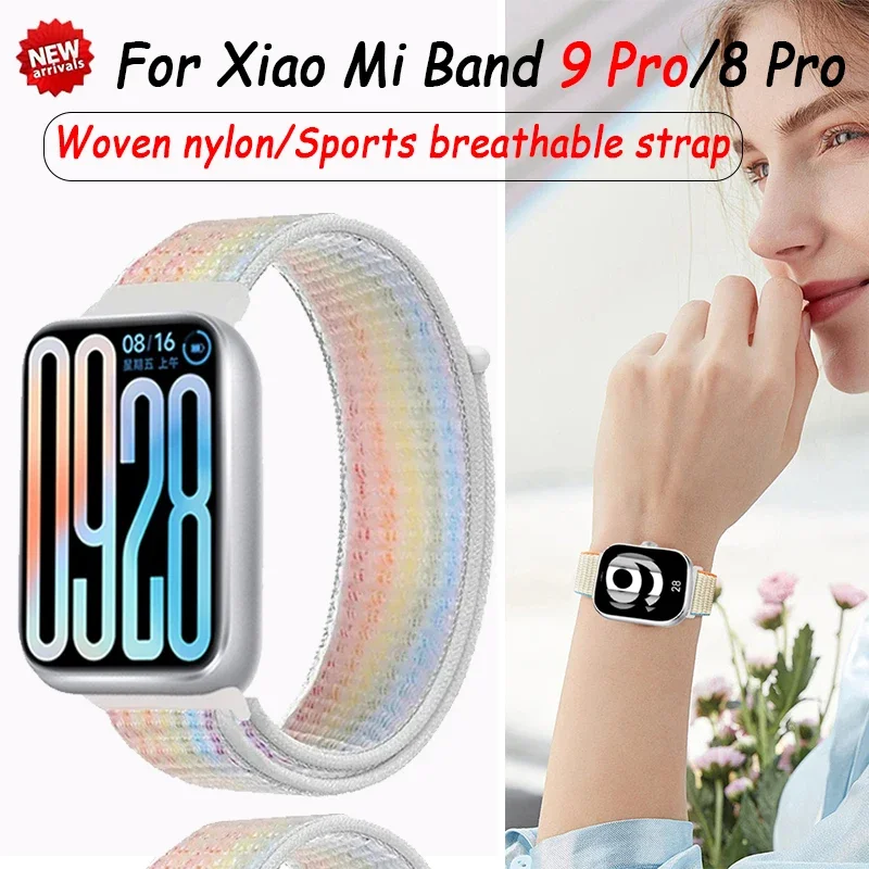 Nylon Loop Bracelet for Xiaomi Mi Band 9 Pro/Mi Band 8 Pro Smart Watch Replaceable Comfortable Wrsitband Redmi Watch 4/5 Strap