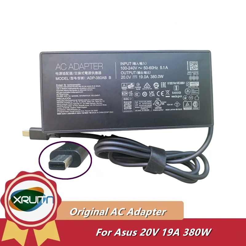 ASUS 노트북 전원 공급 장치 충전기용 오리지널 ADP-380AB B 20V 19A 380W USB A24-380P1A AC DC 어댑터