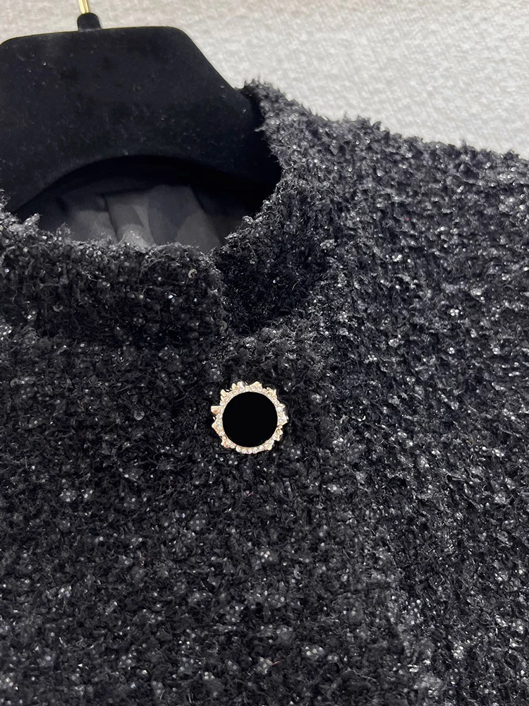 SVORYXIU Herfst 2025, dames nieuwe stijl, vintage stijl, opstaande kraag, weven, enkele rij gesp, middellange stijl jas