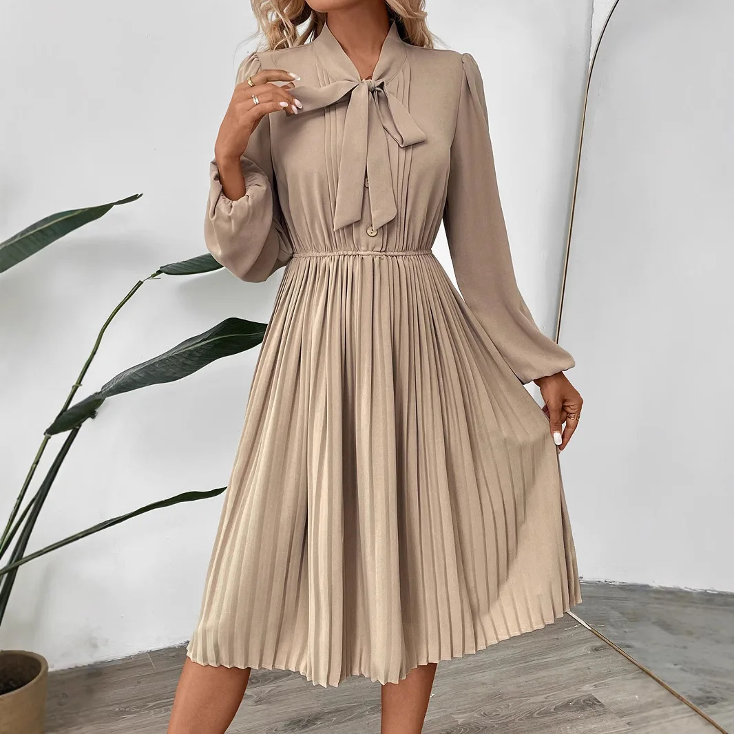 

Dress Women Long Dresses A Line Vestidos Lace Up Full Sleeve Elegant Splice Y2k Streetwear Tight Waist Party Night Work 2025