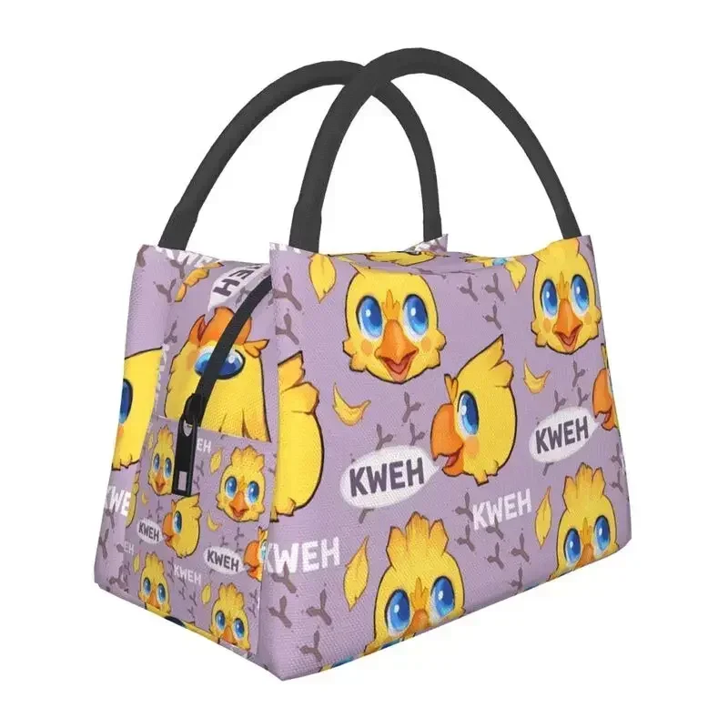 Cute Chocobo Design Final Fantasy Thermal Insulated Lunch Bag Women Resuable Lunch Tote for Outdoor Picnic Storage Meal Food Box