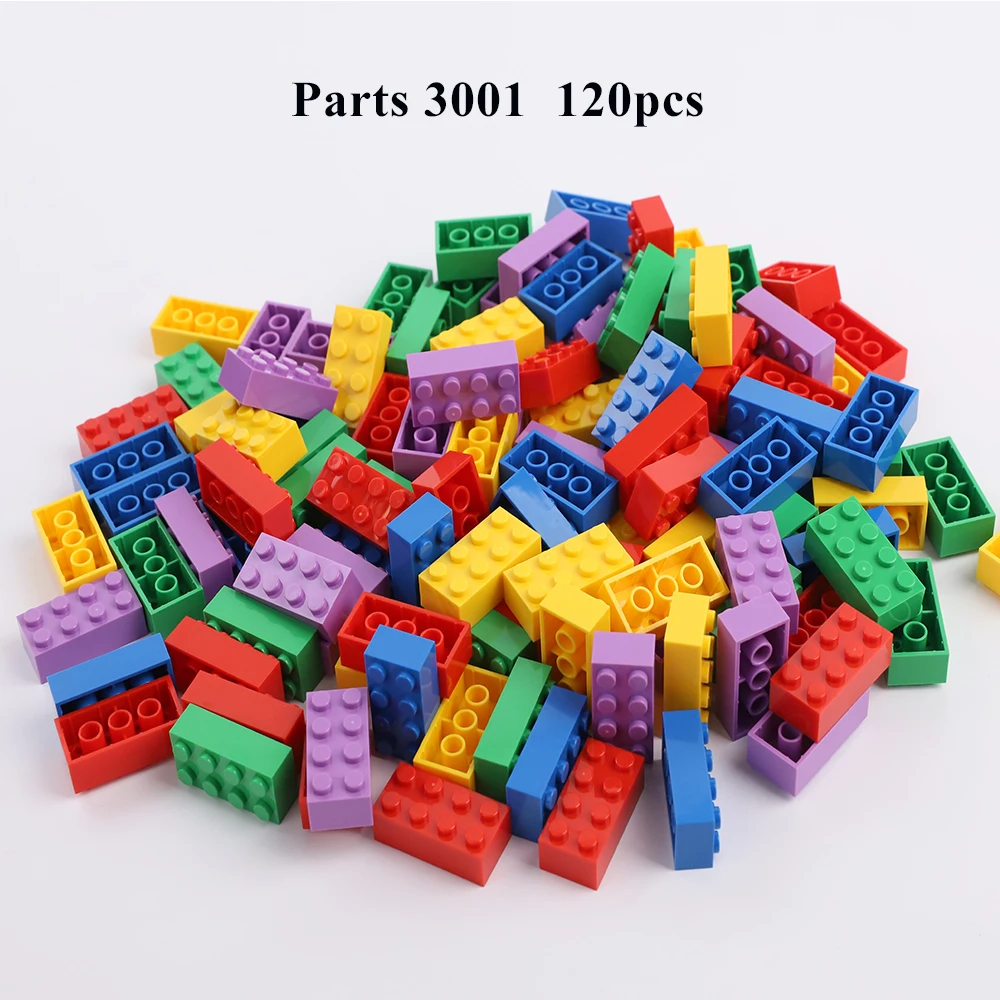 

120PCS 3001 Bulk Parts Basic Brick 2x4 Solid Color Mixed Red Yellow Green Blue Purple MOC Movies Role Scene Model Architecture