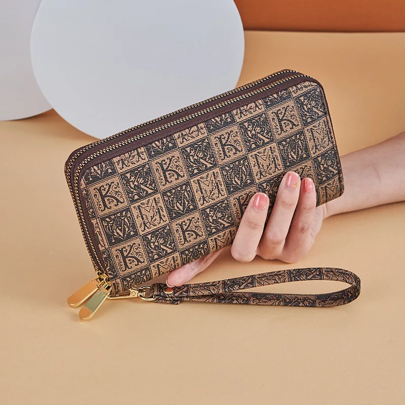 Luxury Women Wallet Carteras Mujer European and American print large capacity double zipper phone bag multi-card clutch bag