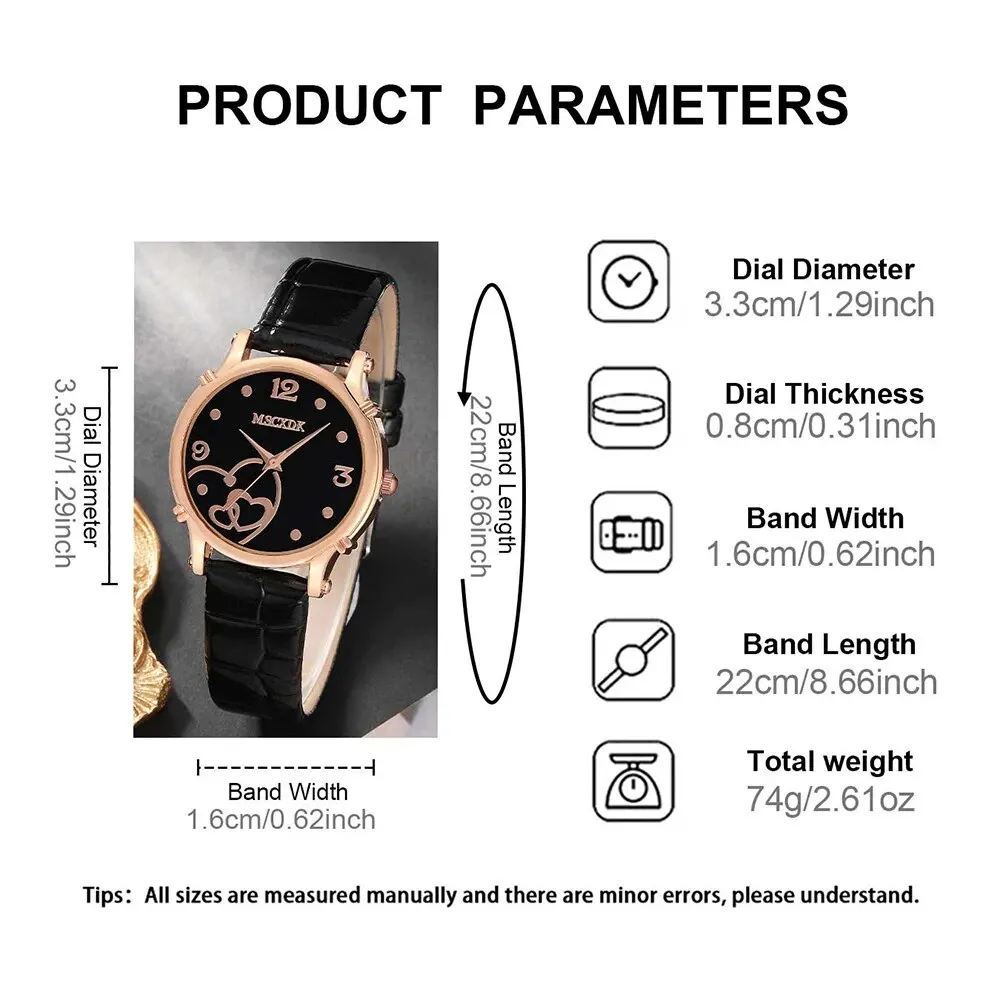 Women Fashion Leather Belt Watches & Simple Heart Wallet Glasses Sunglasses Set Ladies Quartz Wristwatches Dress Montre Femme