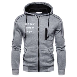 Men's Logo Customized Jackets Fashion Hoodies Long Sleeve Zipper Hoodie Hooded Fleece Sweatshirts Casual Sports Men Clothing