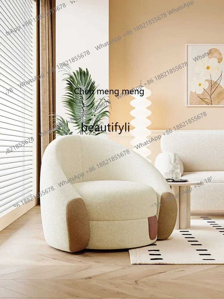 

182C Cute Cream Wind Home Living Room Small Apartment Lazy Sofa Balcony Leisure Single Sofa Chair