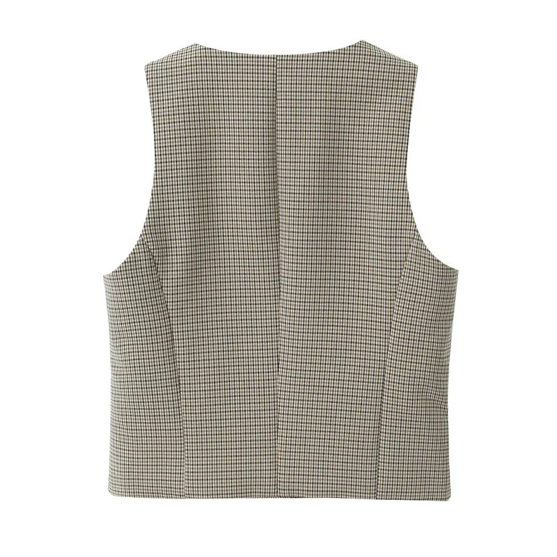 

Autumn Winter New Arrival Women's Svel round Ne Plaid Vest Jaet Pants Faionable Set for Women Aged 25-35