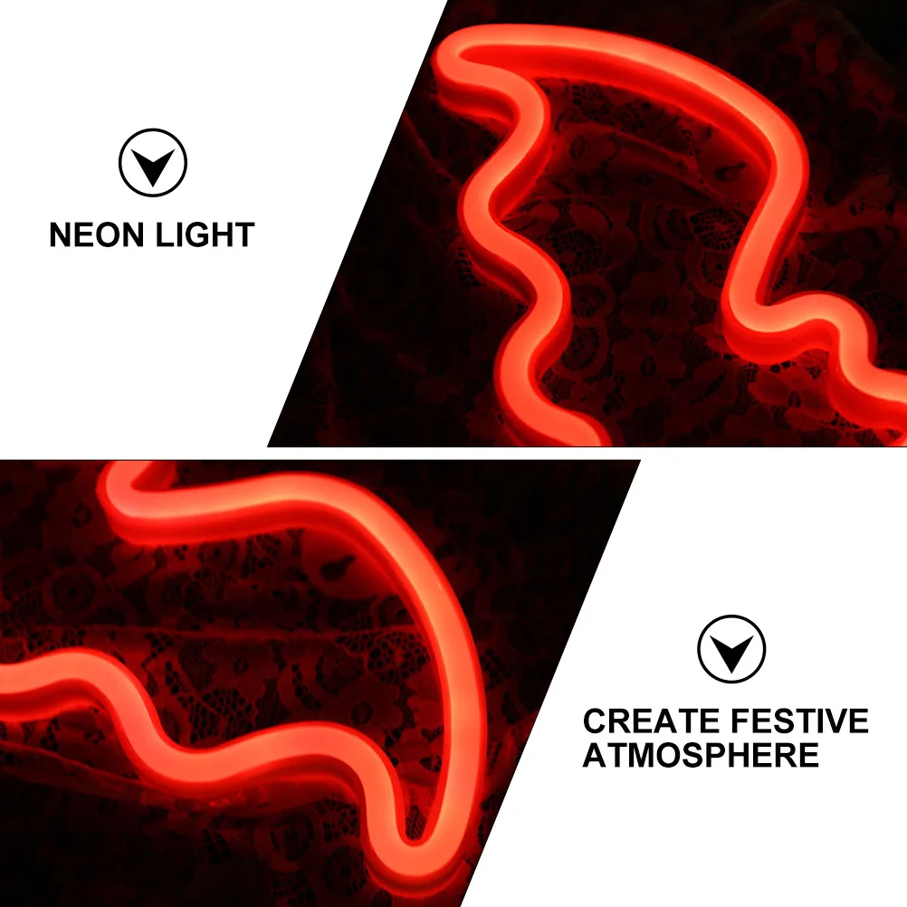 

LED Bat Halloween Light White Dazzling Energy Saving High Quality Plastic Safe Use Party Decoration Neon Light