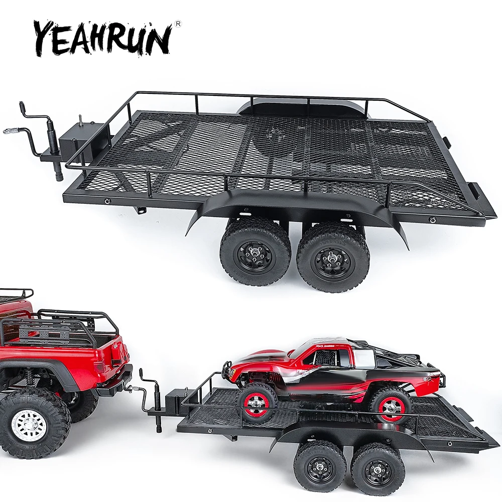 

Металлический прицеп YEAHRUN рама с колесами для Axial SCX10 II III TRX-4 TRX6 Tamiya Redcat масштаб 1/10 Радиоуправляемый гусеничный автомобиль