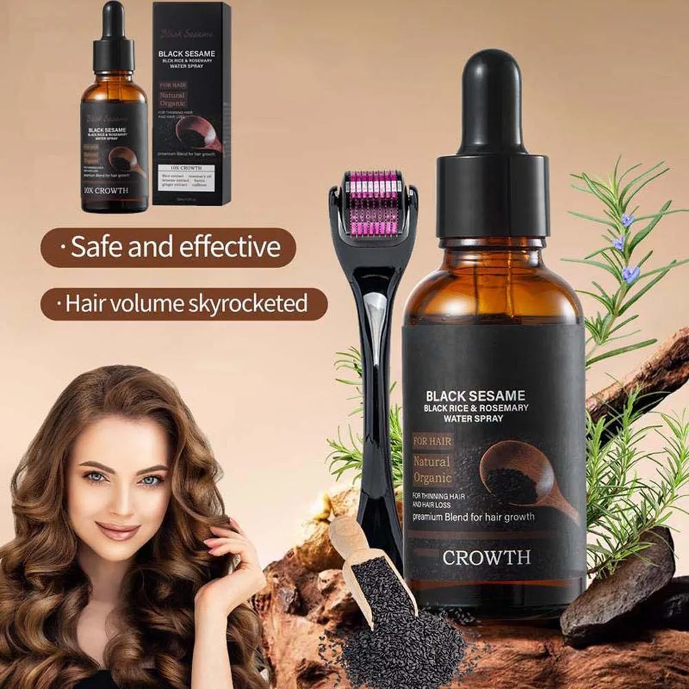 

30ML Hair Growth Essence Clear and Transparent Dropper Anti Hair Loss Serum Rice Extract Sesame Extract Hair Root Nourishes
