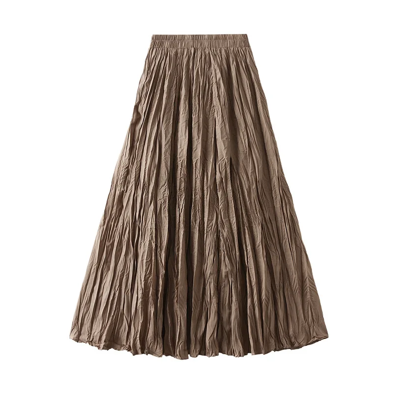 Light Luxury Irregular Slimming Pleated A-line Skirt for Women High Waist Solid Color Loose Fashion Skirts Casual Spring New