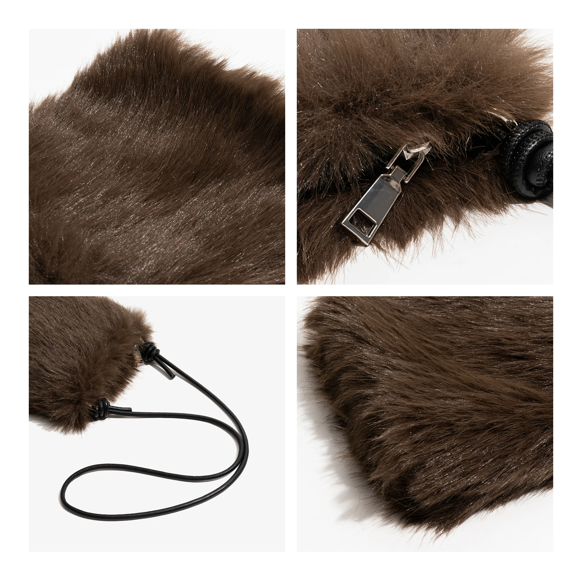 MABULA Soft Women Faux Fur Bags Tender Sweet Lovely Cross Body Teenagers Female Fashion Handbag Portable Phone Pouch Coin Purse