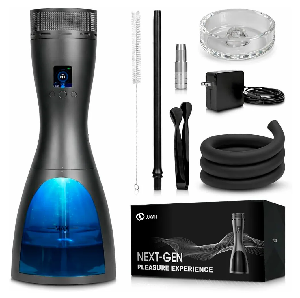 LUKAH Smart Electric Hookah Rechargeable Rapid Heating Temperature Control Long Battery Life LED Lighting Digital Display Shisha