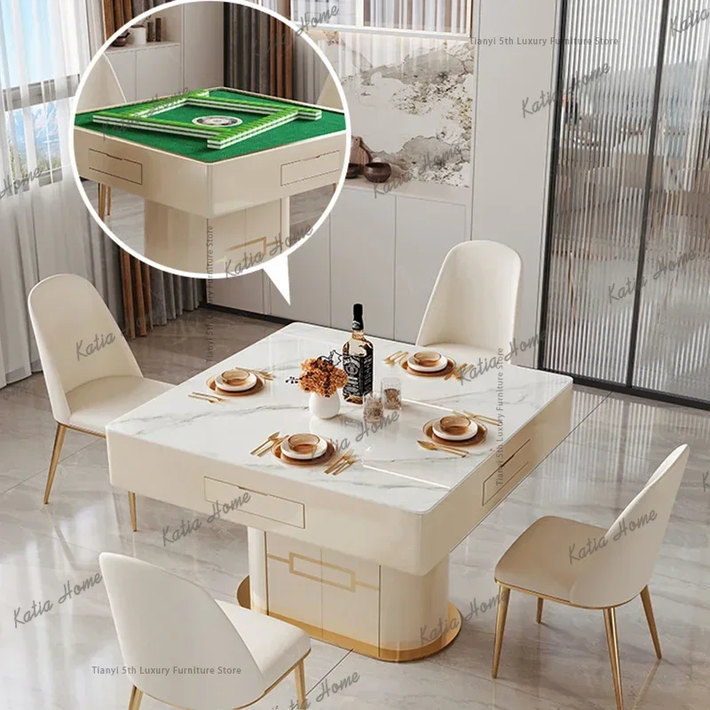 ld Modern Luxury Automatic Mahjong Integrated Dual-purpose Dining Table Silent High-end Chess And Card Table Home Furniture