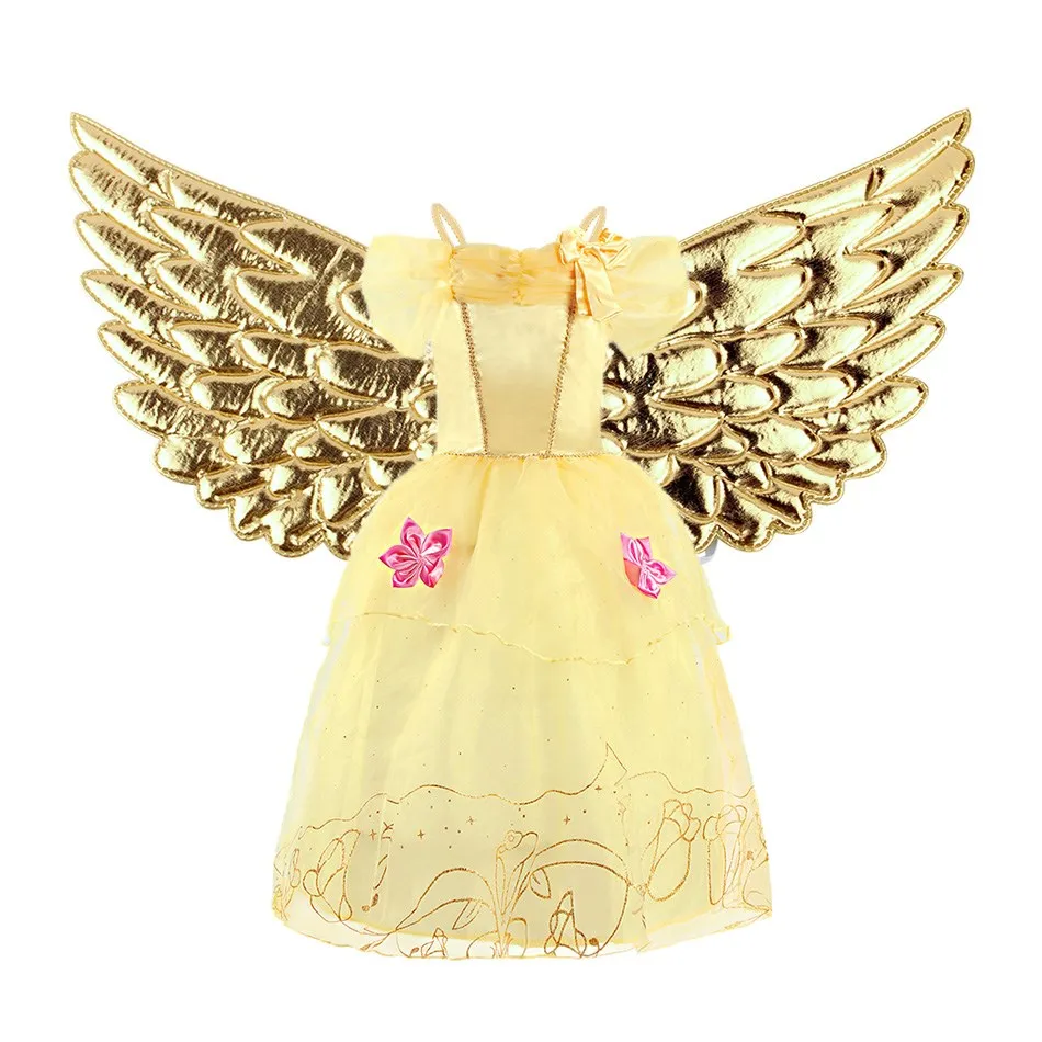 

Princess Belle Kids Dress Cosplay Party Fairy Style Full-dress Yellow Sequin Clothes Costume Toga Girls Sequin Tutu Dress