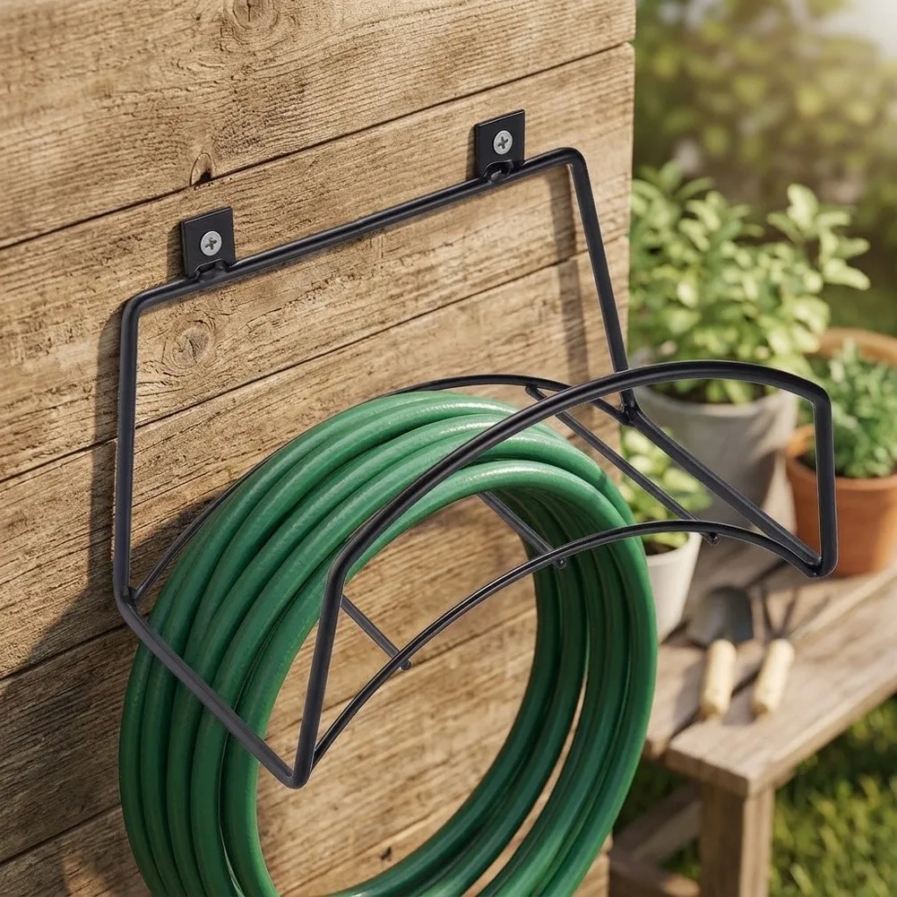 Garden Hose Holder for Wall Fixation in Residential and Utility Areas - Solid Iron Hose Hanger Built for Consistent Performance