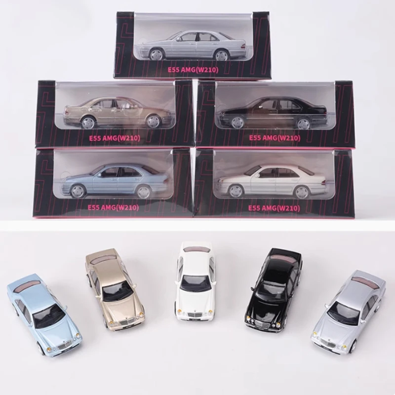 Shadow 1:64 Scale E55 W210 Sedan Diecast Alloy Car Model Collection Souvenir Display Ornaments Vehicle Gift