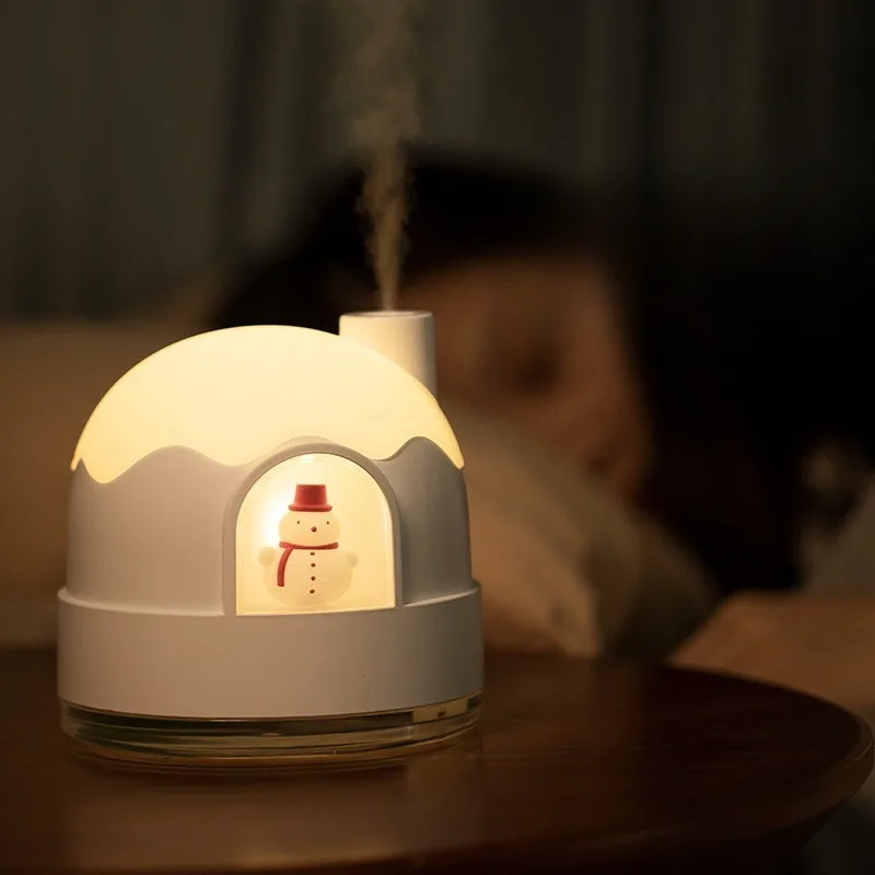 

Snow House Humidifier Night Light - USB Quiet Mini Cute Desktop Air Purifier, Atomizer for Home Office & Gift Giving