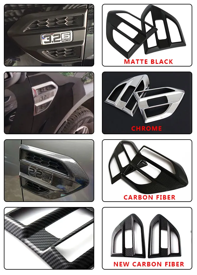 Car Accessories ABS Black Side Fender Guards For FORD RANGER Wildtrak Everest Endeavour 2016 -2019