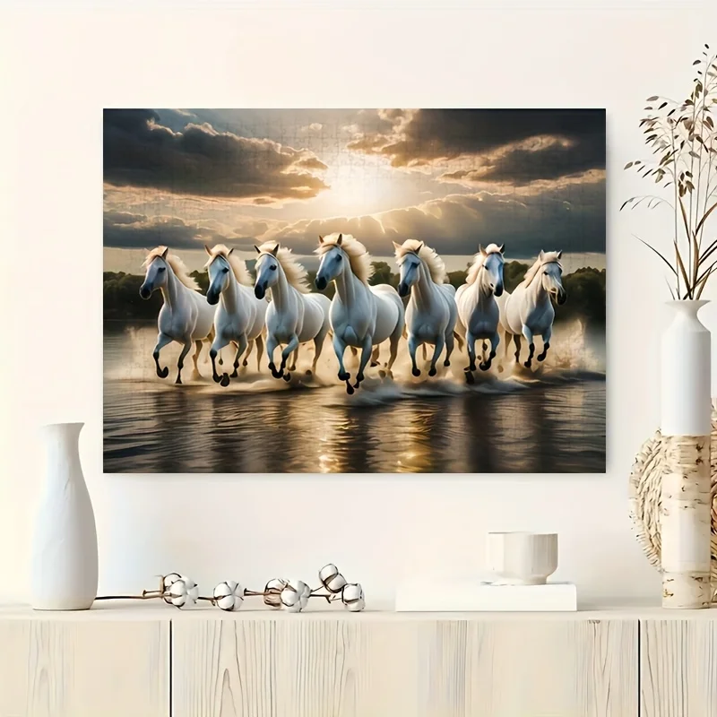 Galopperend paardenscènepuzzel - 1000 stuks puzzel, intellectuele uitdaging DIY-spel voor volwassenen, interactief gezinsplezier, geavanceerde sk