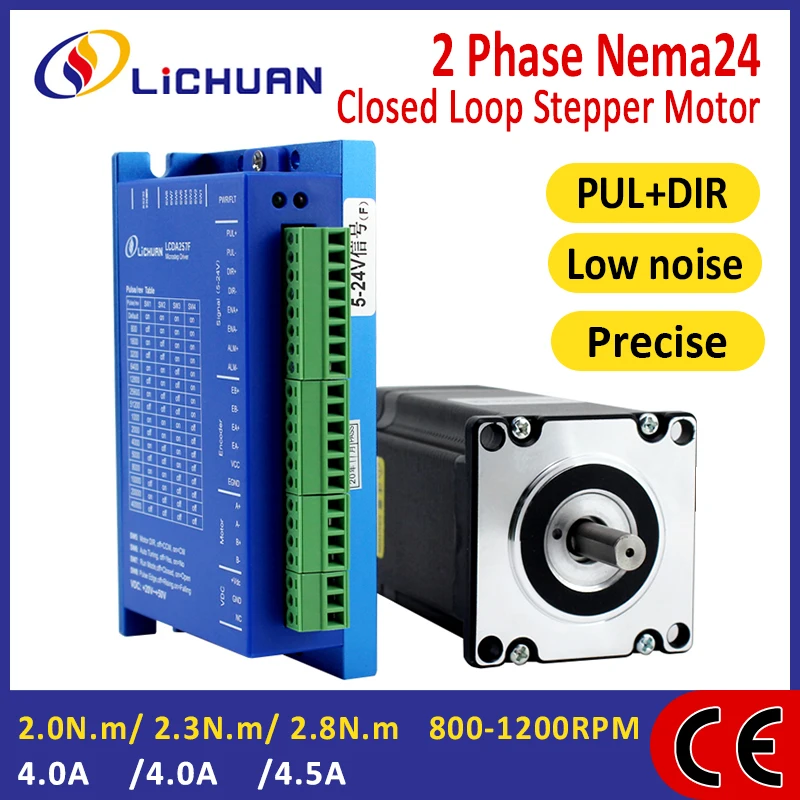 

Lichuan 6A 2 Phase Nema24 DC Stepper Closed Loop Motor Driver Kit 2.0N.m/2.3N.m/2.8N.m DC Closed Loop Stepper Motor Drivers Kit