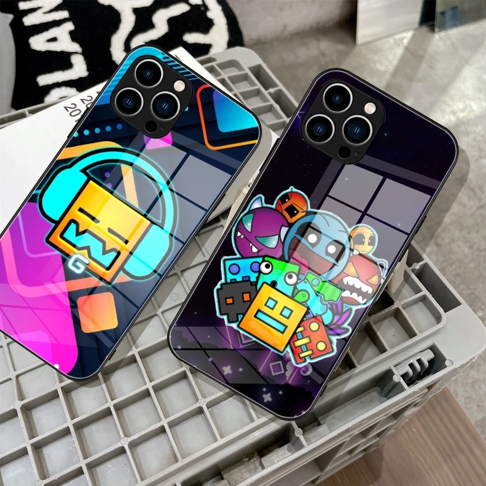 Geometry Dash GD Phone Case Tempered Glass For IPhone 16 15 14 13 12 Pro Max Plus Samsung S24 S23 xiaomi 14 13 Covers