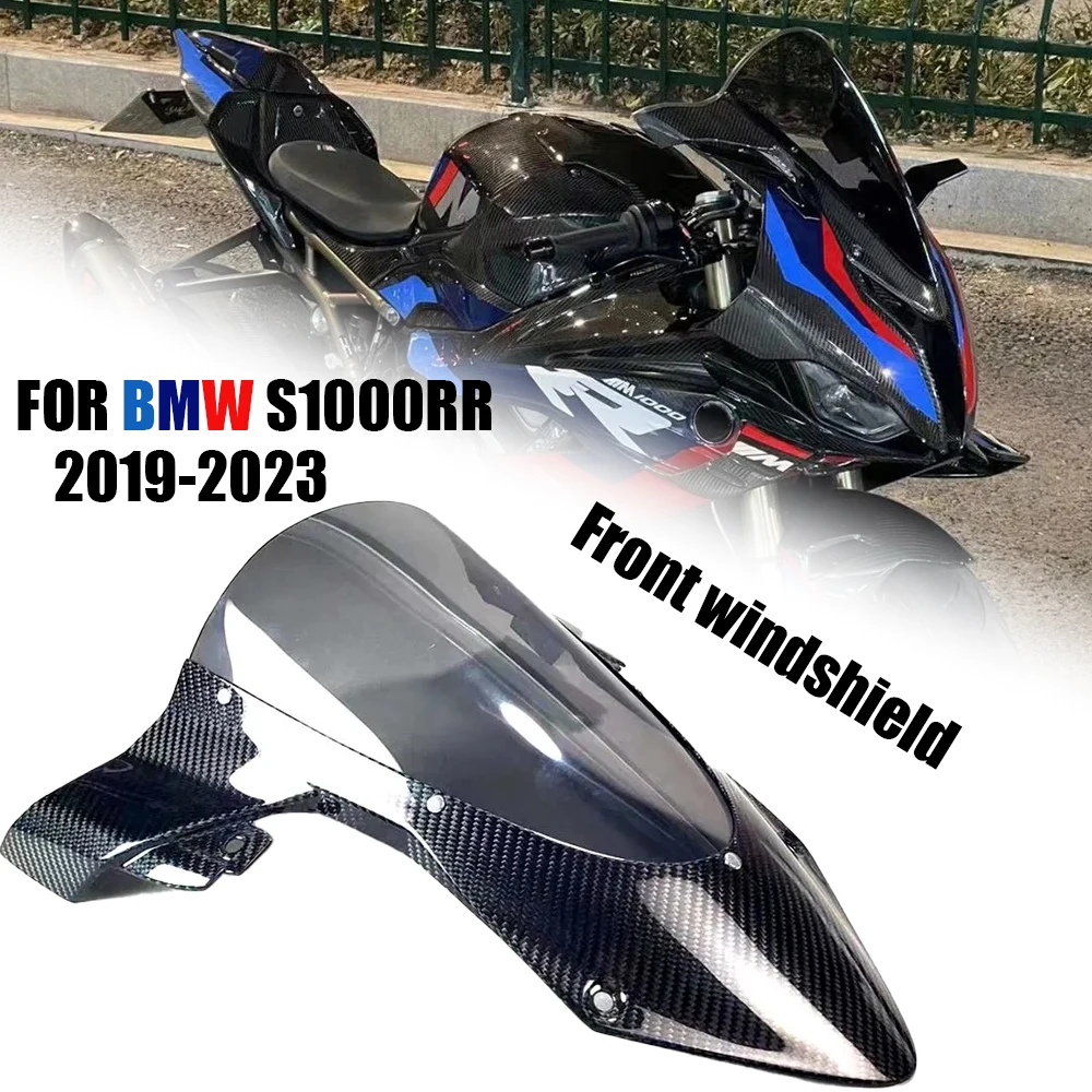 S1000RR 2023 Windshield Motorcycle For BMW S1000 RR 2019-2023 Carbon Fiber Front Fairing Wind Deflector Windshield Windscreen