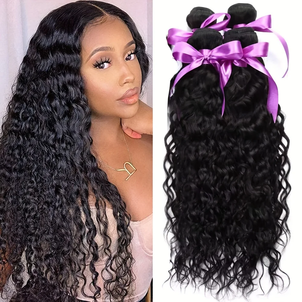 

Бразильские пучки волос, волнистые человеческие волосы, 12 А, 100% пучки человеческих волос, можно красить, 4 пучка, натуральный черный цвет