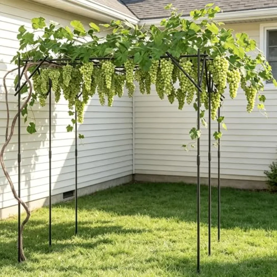 Heavy-Duty Flat Top Garden Trellis for Climbing Plants, 80 Square Dome-Style Grape Growing Frame, Plastic Garden Arch for Weddi