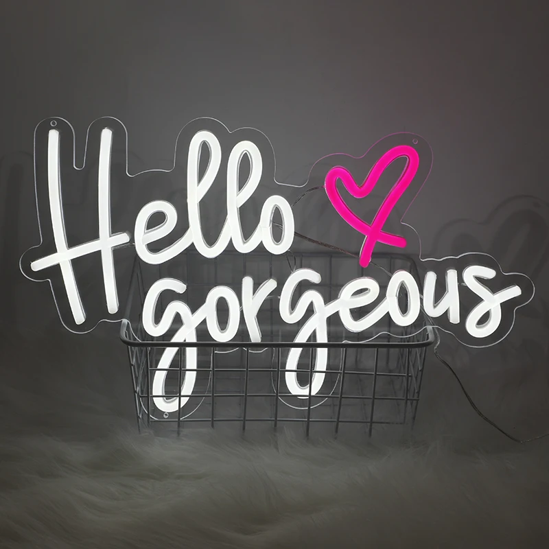 

Hello Gorgeous Custom Neon Sign Night Light for Wall Decoration Personalized Board For Bedroom Shops Parties Romantic Decor