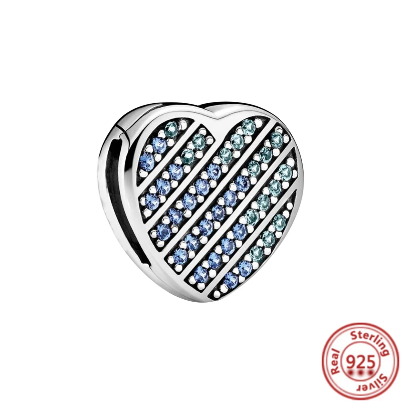 New 925 Sterling Silver Charms Tree Pavé Shiny Heart Disc Circle Clip Beads Fit Pandora Reflexions Bracelet Original DIY Jewelry