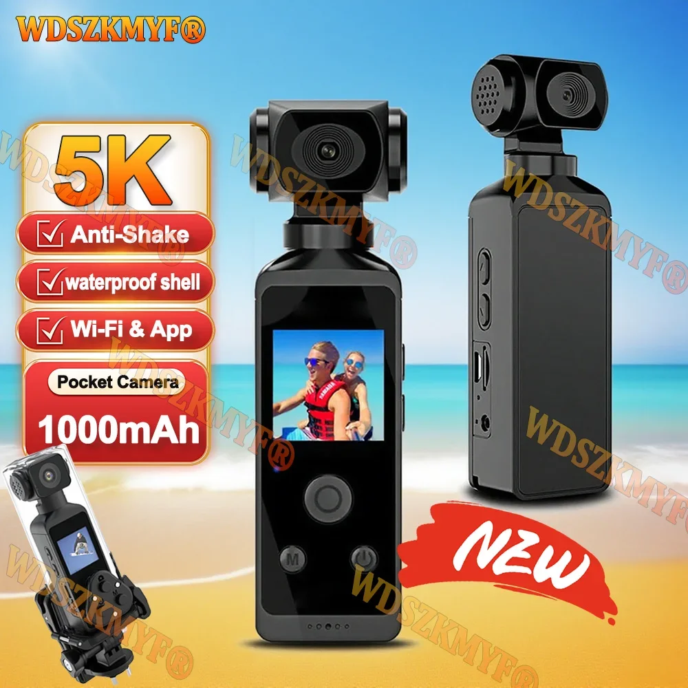 Real 5K/4K Mini Camera Pocket WIFI Outdoor DV 270°Rotatable Bodycam with Waterproof Case Sports Action Portable Recorder