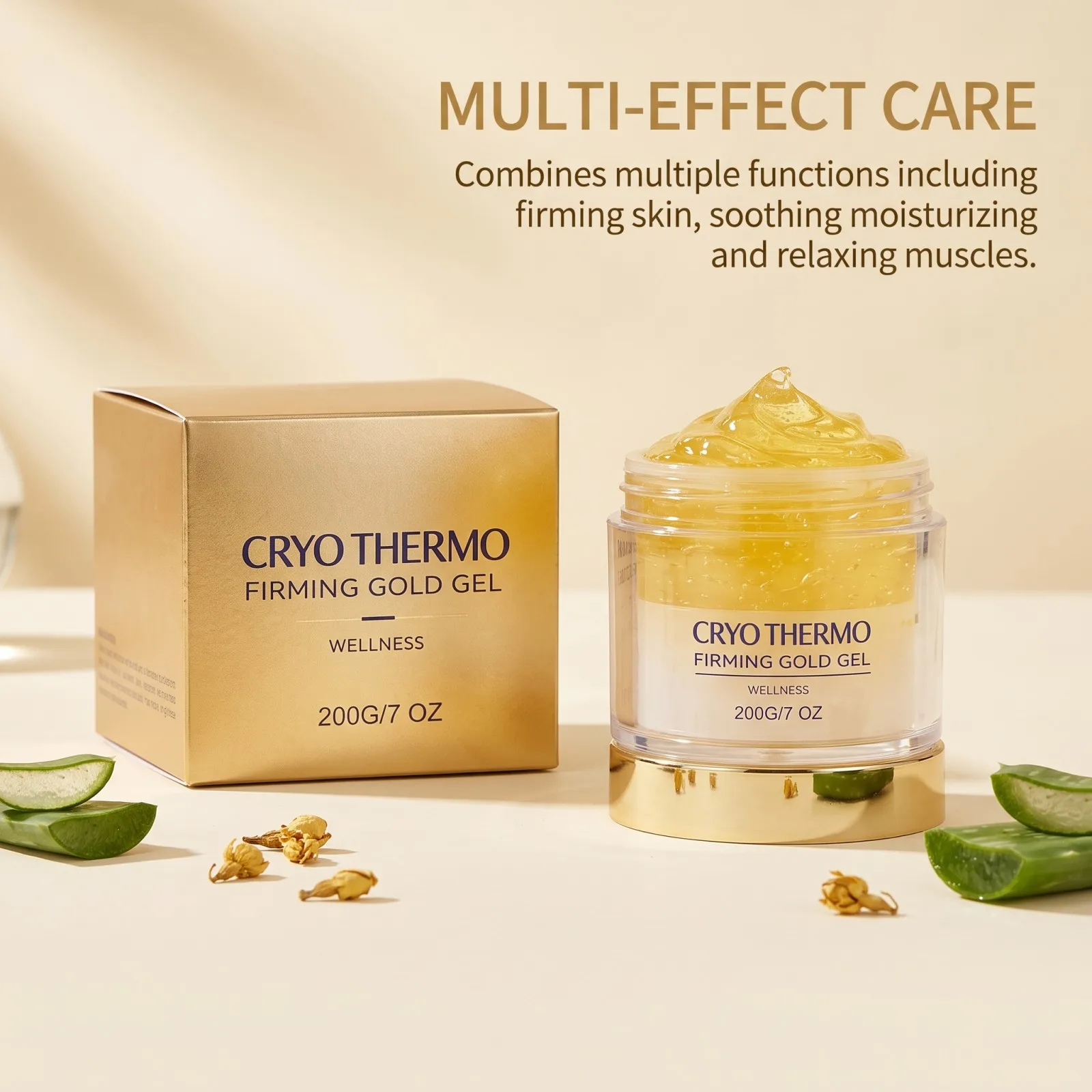 Cryo Thermo Straffendes Gold-Massagegel Hautstraffendes Lifting- und Feuchtigkeitsgel mit Aloe Vera Nano Golden Körperpflege Entgiftungsgel 200g – Detail 3