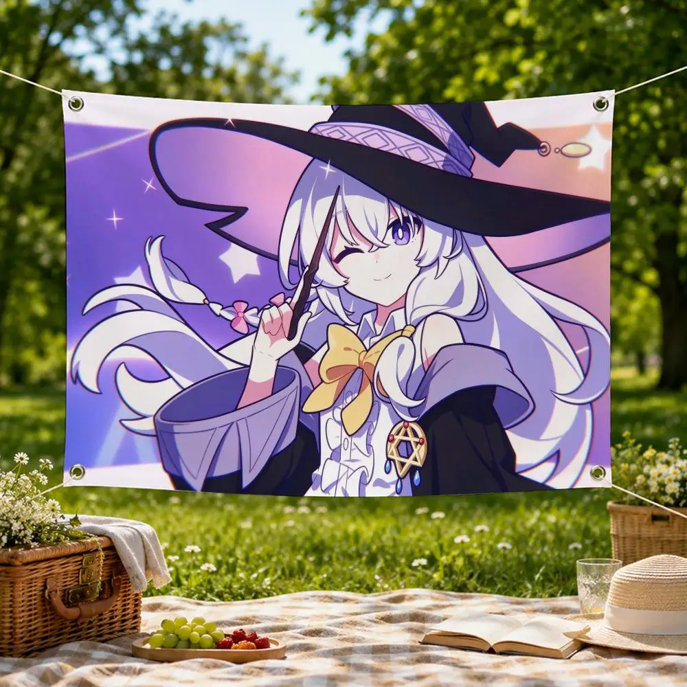 Anime Art TV Wandering Witch Elaina Flags Wall Hanging Flag Banner for Bedroom Dorm Party Festival Camping Indoor Outdoor Decor