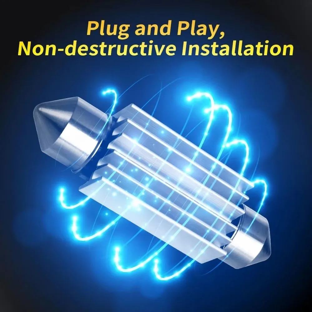 10 Pcs Energy Saving 31/36/39/41MM Car Dome Light 12V 300LM Reading Lighting Bulbs White Light Festoon LED Bulbs Automotive Use