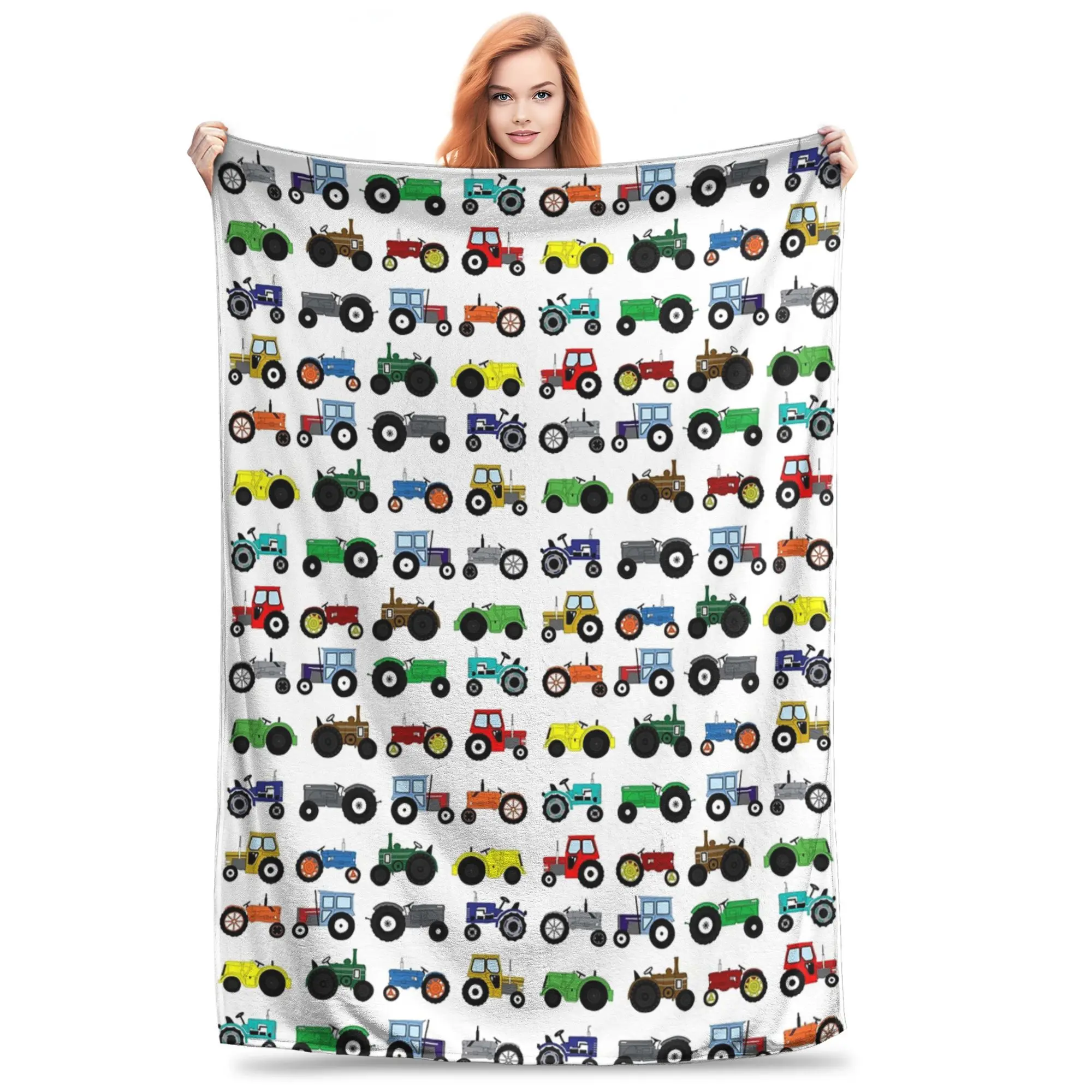 

Tractors Print Blankets Soft Warm Flannel Throw Blanket Bedding for Bed Living room Picnic Travel Home Sofa