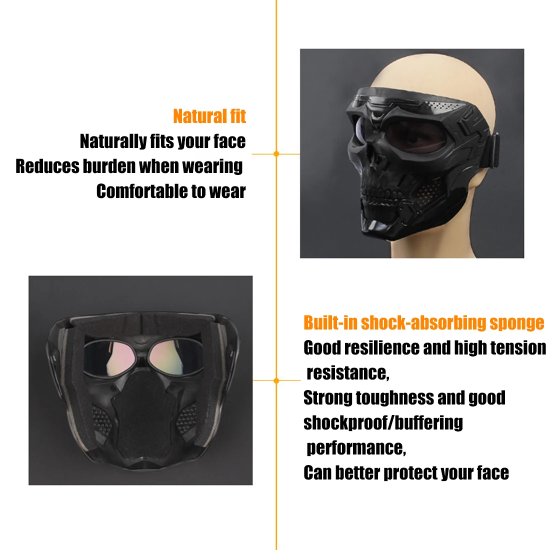 قناع الرياح الجديد، الجمجمة، الدراجات النارية، الطرق الوعرة، الرياضات الخارجية، ركوب الدراجات، نظارات مقاومة للرياح والرمل، قناع تكتيكي