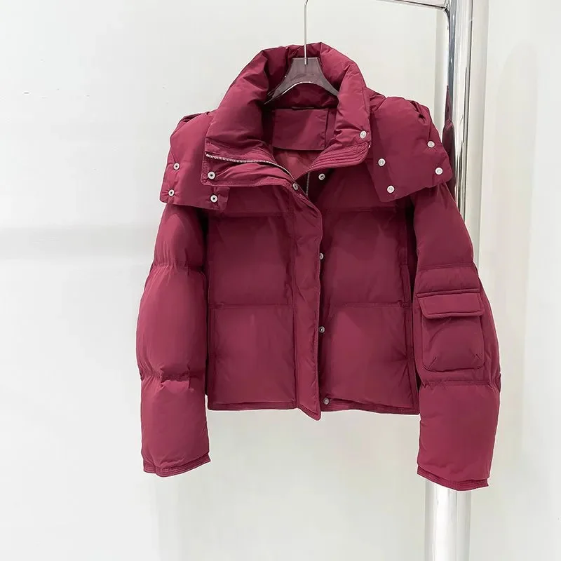 

Autumn Winter New Down Cotton Jacket Women's Korean Cotton-Padded Thicken Warm Hooded Parkas Short Coat Female Casual Ladies Top
