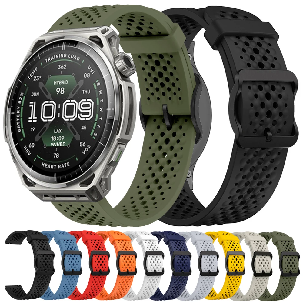 Bracelet en silicone respirant de 22mm pour Amazfit Cheetah 2 Ultra, bracelet de sport de 48mm pour Amazfit Balance 3 2/Bip 6 5 Unity/GTR 2 3 4 47mm