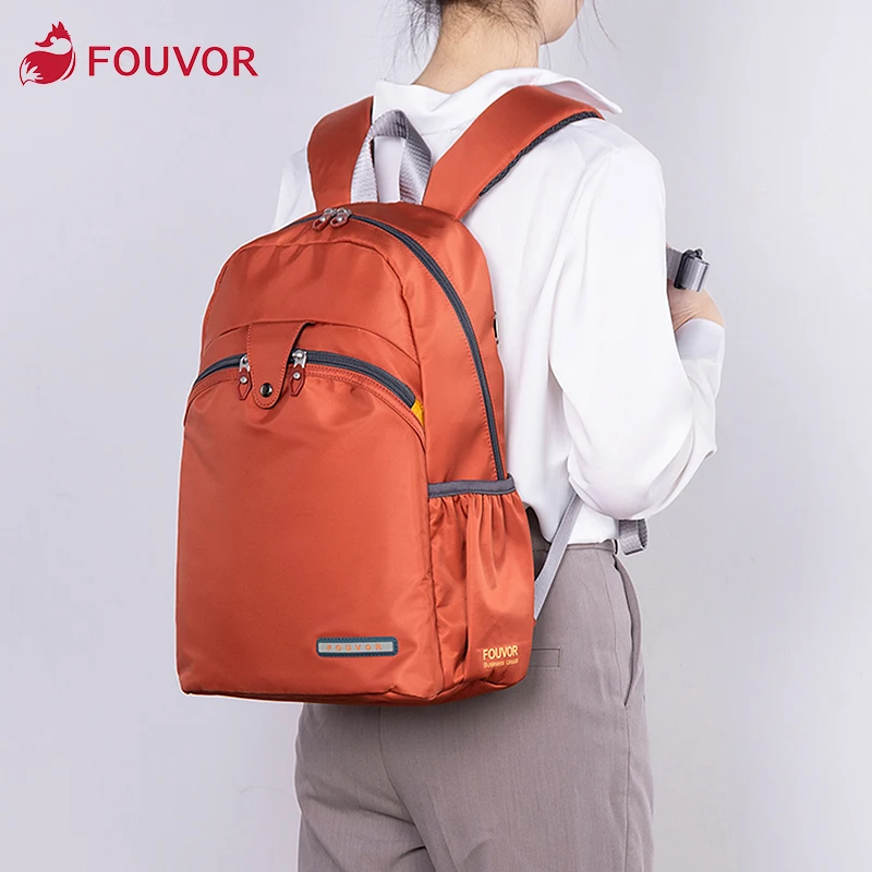 Fouvor 2023 Summer Oxford Computer Backpack for Women Large Outdoor Zipper Travel Bags Canvas Teenager Girls School Bags 2587-23